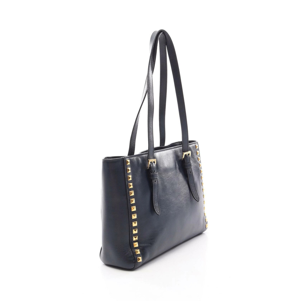 Miu Miu Studded Tote Bag Leather Navy Blue - Picture 2 of 11